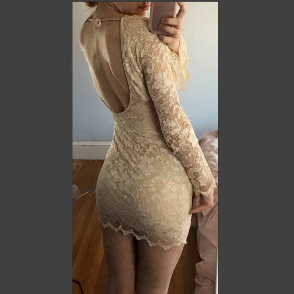 Arden B Lace Backless Dress - Cream
